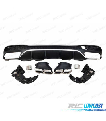 DIFFUSEUR ARRIÈRE MERCEDES GLE W166 15-19 LOOK AMG GLE63 + EMBOUTS D´ÉCHAPPEMENT