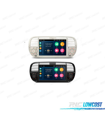 AUTORADIO GPS ANDROID 12 POUR FIAT 500 07-15 BLANC