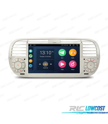 AUTORADIO GPS ANDROID 12 POUR FIAT 500 07-15 BLANC