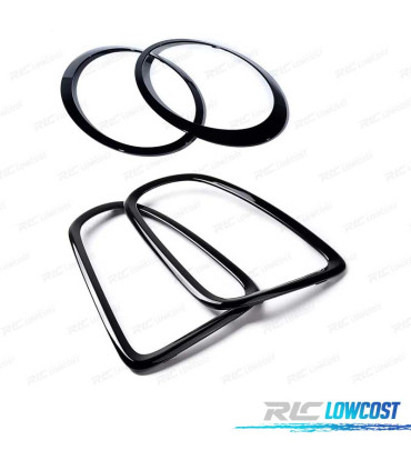 CONTOURS PHARES CALANDRE MINI R56 R57 R58 07-13 JCW LOOK NOIR BRILLANT