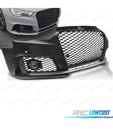 PARE CHOCS FRONTAL AUDI A3 8V 12-16 LOOK RS3 NOIR BRILLANT