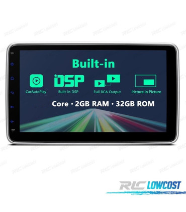 AUTORADIO GPS 1 DIN ANDROID 12 TACTILE LCD 10"