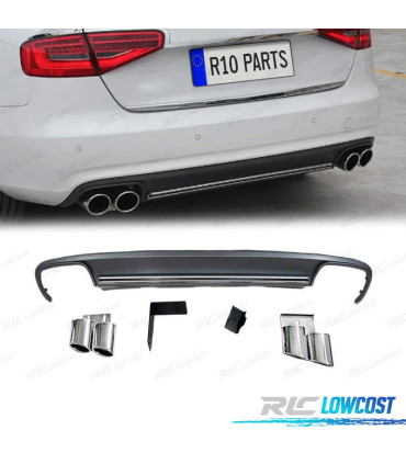 KIT DIFFUSEUR AUDI A4 B8 11-15 LOOK S4 + 2 EMBOUTS INOX