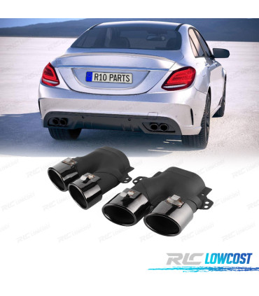 EMBOUTS D´ÉCHAPPEMENT MERCEDES W205 C205 14- LOOK C43 NOIR BRILLANT