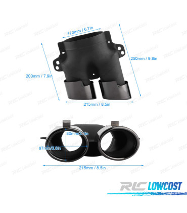 EMBOUTS D´ÉCHAPPEMENT MERCEDES W205 C205 14- LOOK C43 NOIR BRILLANT