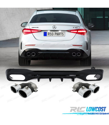 DIFFUSEUR MERCEDES W206 AMG 21- LOOK C43 + EMBOUTS D´ÉCHAPPEMENT CHROMÉ