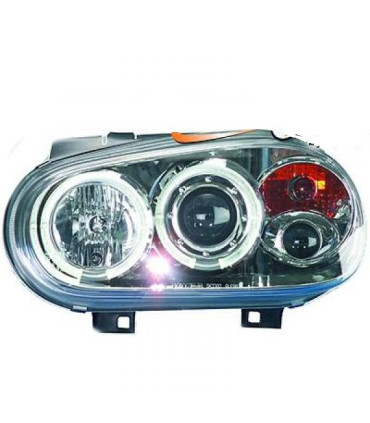 PHARES VOLKSWAGEN VW GOLF 4 ANGEL EYES FOND CHROMÉ