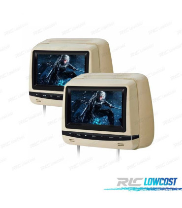 APPUI-TÊTE MULTIMÉDIA 7 POUCES HD TACTILE USB SD COULEUR EN BEIGE