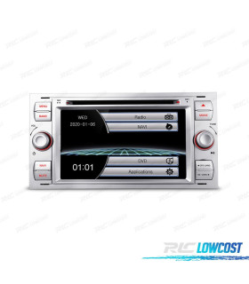 AUTORADIO 2DIN 7" POUR FORD SQUARE COULEUR ARGENT USB GPS TACTIL HD