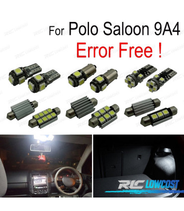 KIT 12 AMPOULES LED INTÉRIEUR POUR VOLKSWAGEN VW POLO MK BERLINE 9A4 03-10