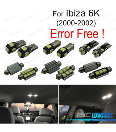 KIT 7 AMPOULES LED INTÉRIEUR POUR SEAT IBIZA 3 Mk III 6K 00-02