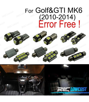 KIT 10 AMPOULES LED INTÉRIEUR POUR VOLKSWAGEN VW GOLF 6 MK6 MKVI GTI 10-14