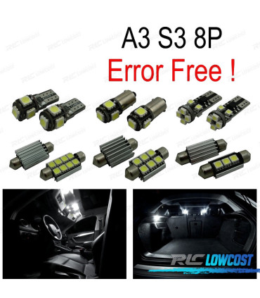 KIT 12 AMPOULES LED INTÉRIEUR POUR AUDI A3 S3 8P 06-13