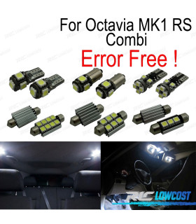 KIT 12 AMPOULES LED INTÉRIEUR SKODA OCTAVIA 1 MK1 MK I RS KOMBI 1U5 BREAK WAGON 96-04