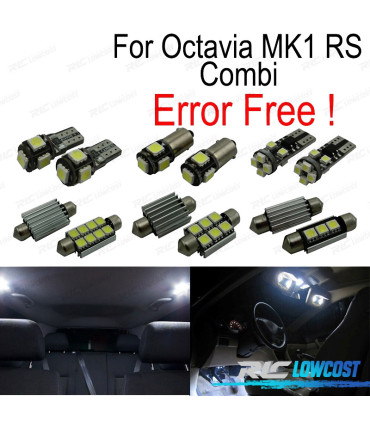 KIT 12 AMPOULES LED INTÉRIEUR POUR SKODA OCTAVIA 1 MK1 MK I RS KOMBI 1U5 BREAK WAGON 96-04
