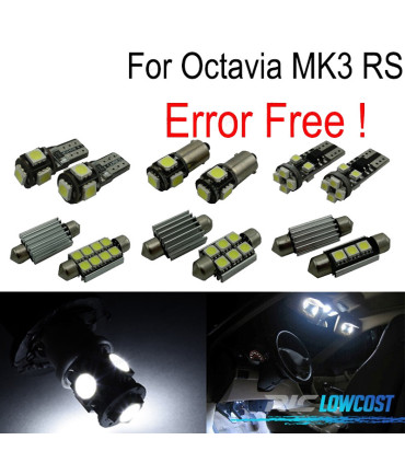 KIT 12 AMPOULES LED INTÉRIEUR POUR SKODA OCTAVIA 3 MK3 BERLINE MK III 5E3 RS TDI TSI 13-