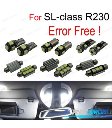 KIT 10 AMPOULES LED INTÉRIEUR POUR MERCEDES CLASSE SL R230 SL500 SL600 SL55 AMG 02-08