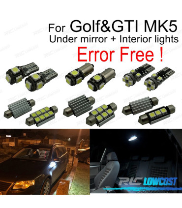 KIT 16 AMPOULES LED INTÉRIEUR POUR VOLKSWAGEN VW GTI MKV GOLF 5 MK5 GOLF 5 06-09