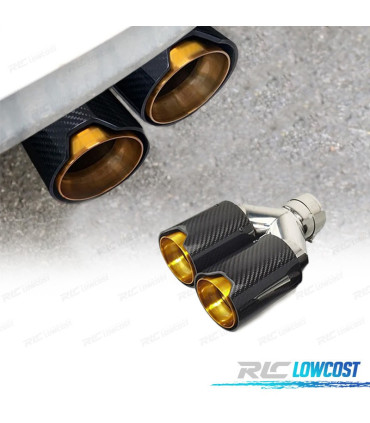 EMBOUT D'ÉCHAPPEMENT GAUCHE BMW LOOK M PERFORMANCE DORÉ CARBONE
