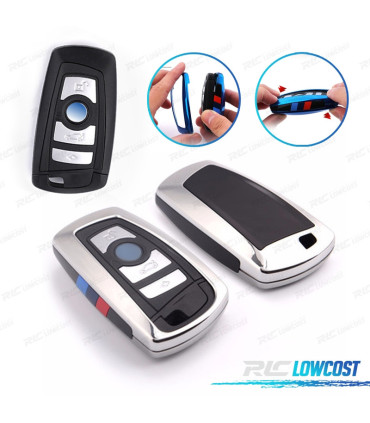 COQUES CLÉ BMW CARRÉ CHROMÉ ET NOIR