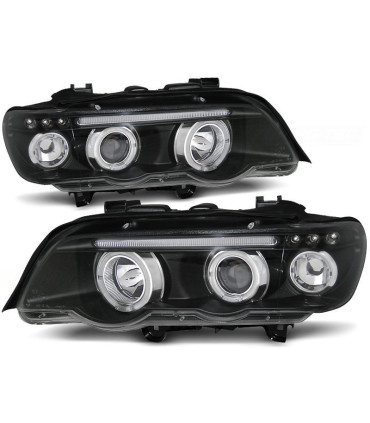 PHARES BMW X5 E53 99-03 FOND NOIR ANGEL EYES