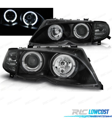 PHARES BMW E46 01-05 ANGEL EYES FOND NOIR