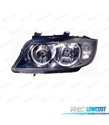 PHARE GAUCHE POUR BMW SÉRIE 3 E90 4P E91 TOURING 05-08 FOND NOIR CHROMÉ