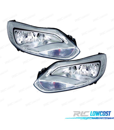 PHARES POUR FORD FOCUS IV 11-14 FOND CHROMÉ