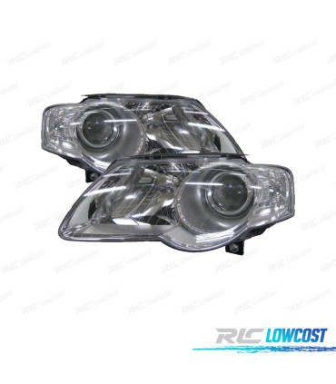 PHARES POUR VOLKSWAGEN VW PASSAT 05-10 FOND CHROMÉ V