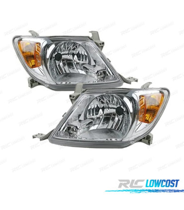 PHARES TOYOTA HILUX VIGO PICK-UP 05-11 FOND CHROMÉ