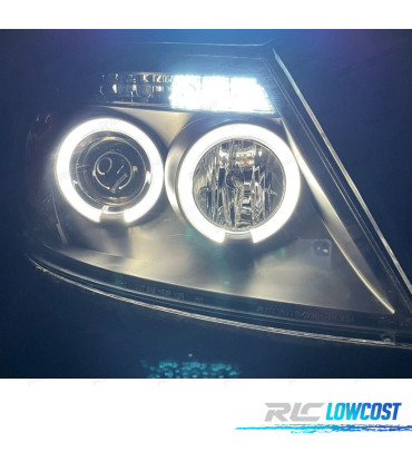 PHARES POUR TOYOTA HILUX 05-11 ANGEL EYES LED NOIR