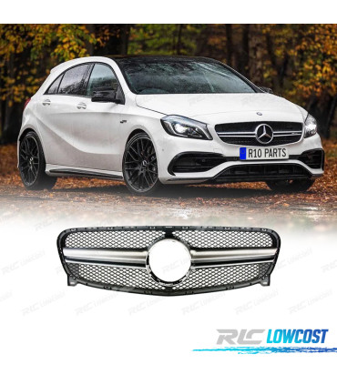 CALANDRE MERCEDES CLASSE A W176 16-18 LOOK AMG A45 ARGENT