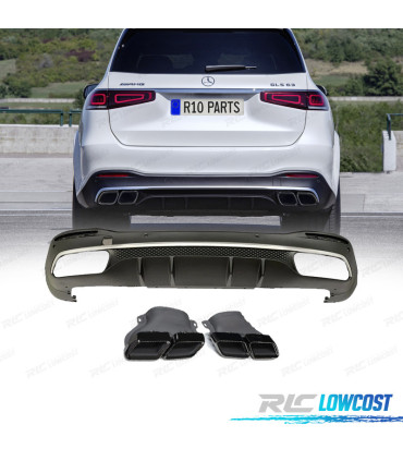 DIFFUSEUR ARRIÈRE MERCEDES W167 20- + EMBOUTS D´ÉCHAPPEMENT NOIRS LOOK AMG GLS63