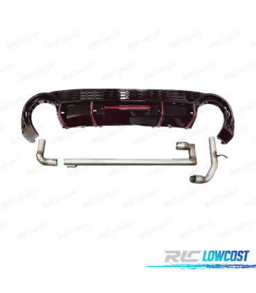 DIFFUSEUR AUDI A3 21- LOOK RS3 AVEC FEU STOP NOIR BRILLANT + LIGNE D'ÉCHAPPEMENT HATCHBACK