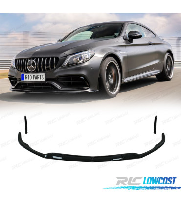 SPOILER LIP MERCEDES W205 C205 14-21 LOOK AMG C63 NOIR BRILLANT