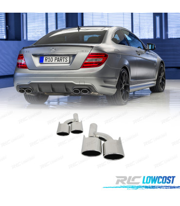 EMBOUTS D'ÉCHAPPEMENT MERCEDES CLASSE C W204 07-14 LOOK C63 CHROMÉE