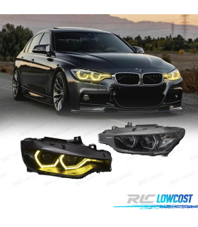 PHARES BMW F30 F31 11-15 ANGEL EYES LUMIÈRE DIURNE LED JAUNE