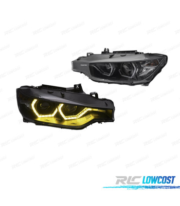 PHARES BMW F30 F31 11-15 ANGEL EYES LUMIÈRE DIURNE LED JAUNE