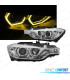 PHARES BMW F30 F31 11-15 ANGEL EYES LUMIÈRE DIURNE LED JAUNE FOND CHROMÉ