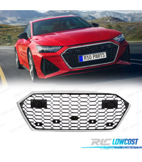 CALANDRE AUDI A7 A7L 19-23 LOOK RS7 NOIR CHROMÉE