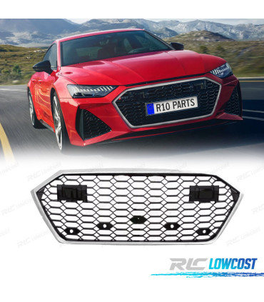 CALANDRE AUDI A7 A7L 19-23 LOOK RS7 NOIR CHROMÉE