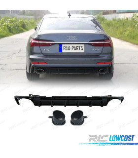 DIFFUSEUR ARRIÈRE AUDI A6 18-22 LOOK RS6 NOIR BRILLANT + EMBOUTS