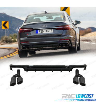 DIFFUSEUR ARRIÈRE AUDI A6 A6 AVANT 18-22 LOOK S6 NOIR BRILLANT