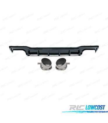 DIFFUSEUR AUDI A7 19-23 LOOK RS7 NOIR BRILLANT ET EMBOUTS D'ÉCHAPPEMENT CHROMÉS
