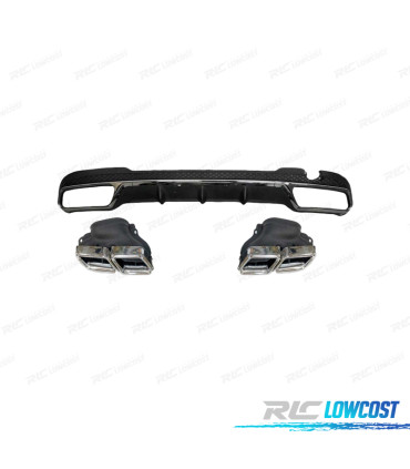 DIFUSEUR MERCEDES CLASSE E W212 13-16 LOOK AMG E63 + EMBOUTS D'ÉCHAPPEMENT CHROMÉS