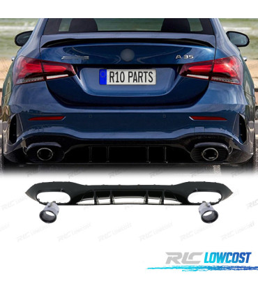 DIFFUSEUR MERCEDES CLASSE A W177 18- A35 AMG BERLINE NOIR BRILLANT + EMBOUTS D´ÉCHAPPEMENT