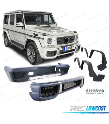 KIT CARROSSERIE MERCEDES CLASSE G W463 LOOK AMG G65 PDC PARE CHOCS FRONTAL+ ARRIÈRE + ÉLARGISSEURS D´AILES