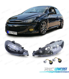 PHARES PEUGEOT 206 98-06 FOND NOIR H4 OEM