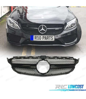 GRILLE MERCEDES W205 14-18 LOOK AMG C63 CAMÉRA NOIR BRILLANT
