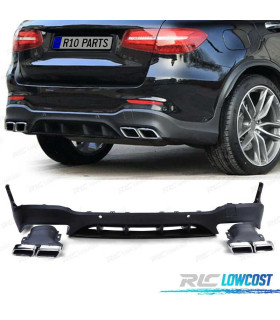 DIFFUSEUR MERCEDES GLC X253 15-18 LOOK AMG PDC + SORTIES D'ÉCHAPPEMENT CHROMÉES